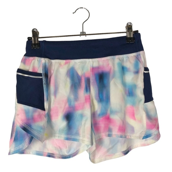 Athleta Girl Dream Blue & Pink Watercolor Athletic Shorts M - Picture 1 of 3